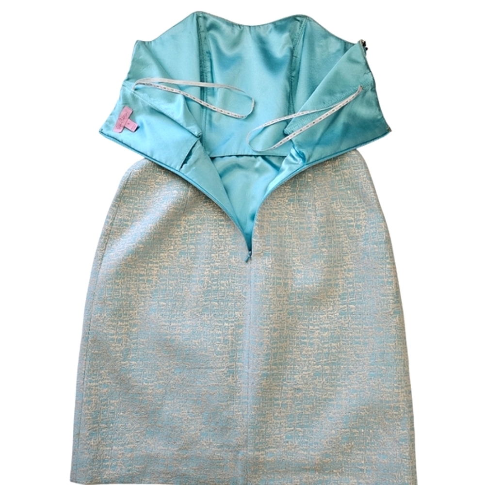 Lilly Pulitzer Raya Blue Icing Strapless Mint Aqua Beaded Sweetheart Dress - Picture 12 of 17